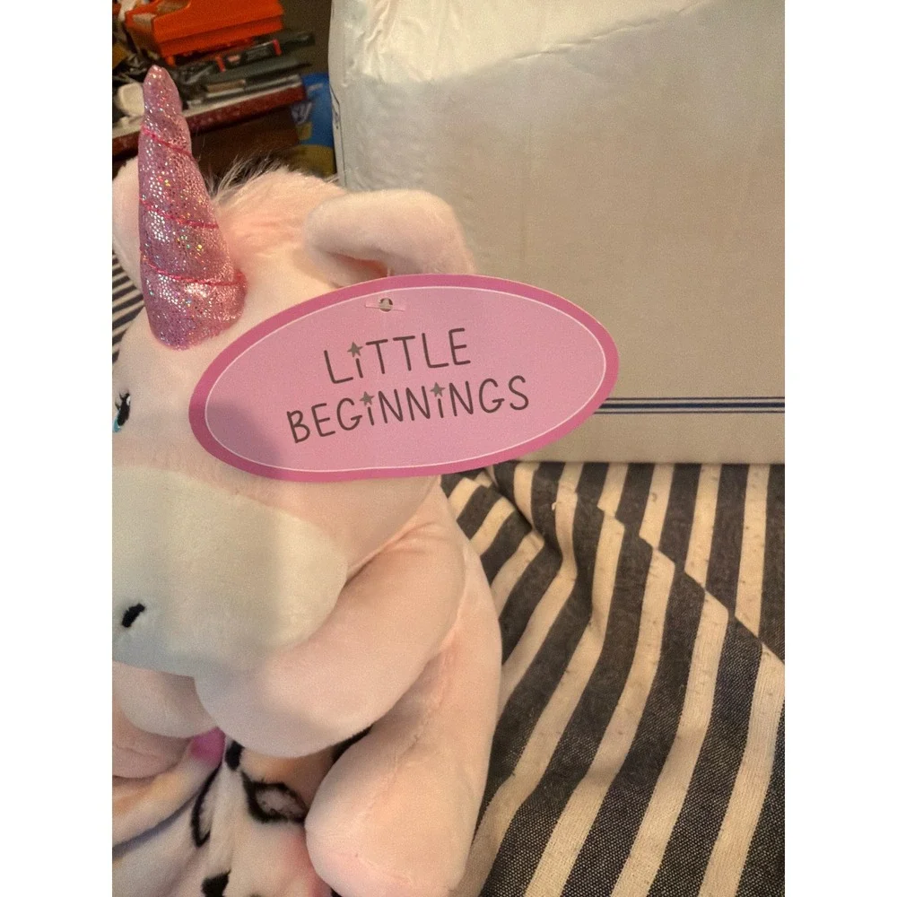 Little Beginnings Pink Unicorn Plush Floral Baby Security Blanket Lovey NWT